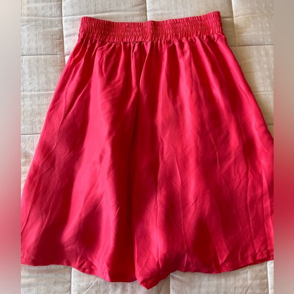 Vintage 80s 90s Silk High Waisted Bright Coral Red Shorts S - Picture 7 of 13
